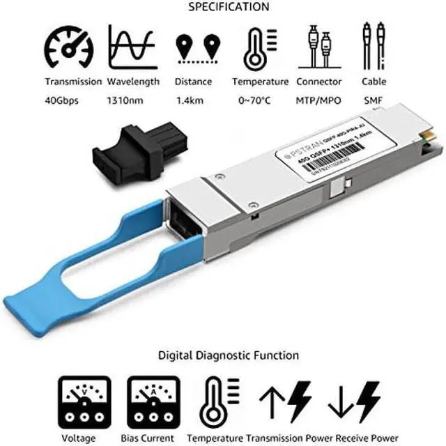Alt view image 2 of 5 - OPSTRAN 40G QSFP+ 4X10GE IR Optical Transceiver Module Compatible for Juniper Networks JNP-QSFP-4X10GE-IR 4x10GBASE-IR QSFP+ 1310nm 1.4km MTP/MPO DDM SMF