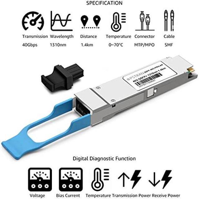 Alt view image 2 of 5 - OPSTRAN 40G QSFP+ PLRL4 Optical Transceiver Module Compatible for Arista QSFP-40G-PLRL4 40GBASE-PLRL4 QSFP+ 1310nm 1.4km MTP/MPO DDM SMF