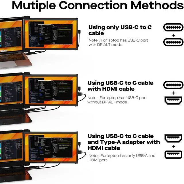 Alt view image 3 of 5 - 2023 Mobile Pixels Duex Plus DS 13.3" Portable Monitor, USB Type-C/HDMI Plug and Play Laptop Screen Extender, Auto Rotation FHD 1080P Laptop Monitor, Windows/Mac/Android/Switch Compatible