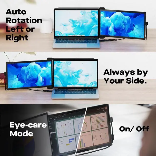 Alt view image 4 of 5 - 2023 Mobile Pixels Duex Plus DS 13.3" Portable Monitor, USB Type-C/HDMI Plug and Play Laptop Screen Extender, Auto Rotation FHD 1080P Laptop Monitor, Windows/Mac/Android/Switch Compatible