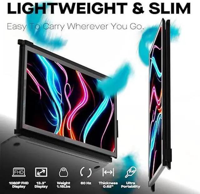 Alt view image 3 of 5 - Portable Monitor for Laptop, New Mobile Pixels Duex Plus DS 13.3" FHD 1080P Laptop Screen Extender, USB Type-C/HDMI Plug and Play Laptop Extended Monitor, Windows/macOS/Android/Switch Compatible