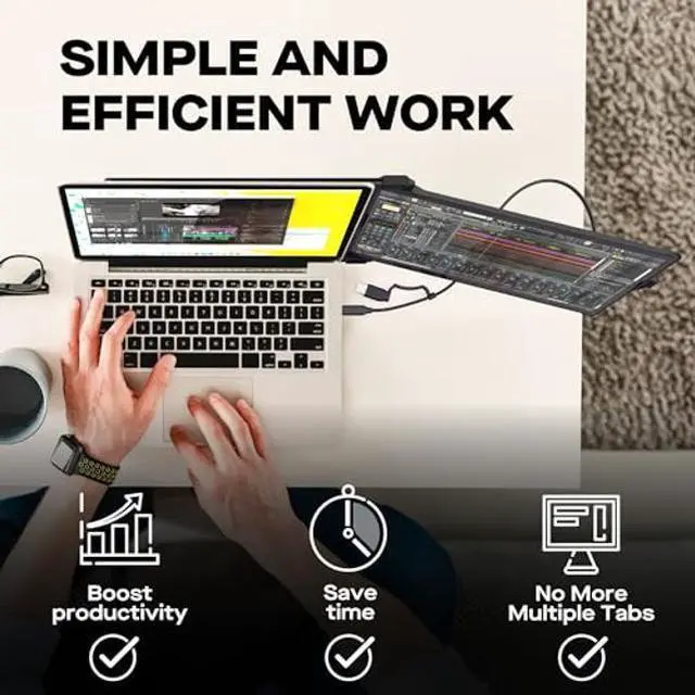 Alt view image 4 of 5 - Portable Monitor for Laptop, New Mobile Pixels Duex Plus DS 13.3" FHD 1080P Laptop Screen Extender, USB Type-C/HDMI Plug and Play Laptop Extended Monitor, Windows/macOS/Android/Switch Compatible