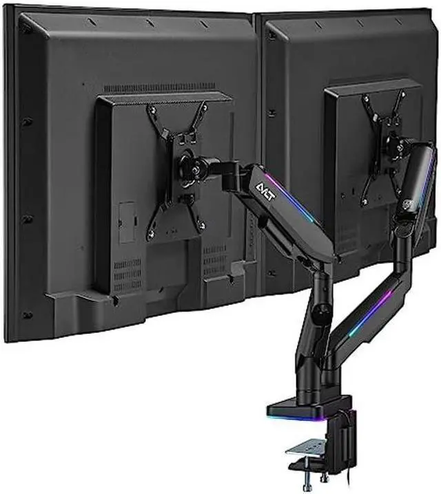 Main image of AVLT RGB Lights Dual 17"-43" Gaming Monitor Arm Desk Mount, Fits Two Flat/Curved/Ultrawide Screen up to 44lbs(20kg), Height Swivel Tilt Adjustable Stand - Black