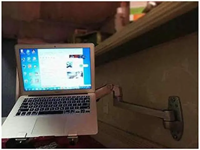 Alt view image 2 of 5 - Sunter98 XSJ8013WT Wall Mount Laptop Holder Ultra Long Arm Aluminum Mechanical Spring Full Motion Laptop Mount Arm Monitor Holder Lapdesk