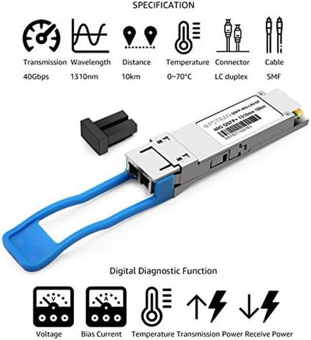 Alt view image 2 of 4 - OPSTRAN 40GBASE-LR4 QSFP+ Optical Transceiver Module Compatible for Dell and Dell Force10 430-4917 QSFP-40G-LR4 407-BBGN GP-QSFP-40GE-1LR 40G QSFP+ LR4 1310nm 10km DDM Duplex LC SMF