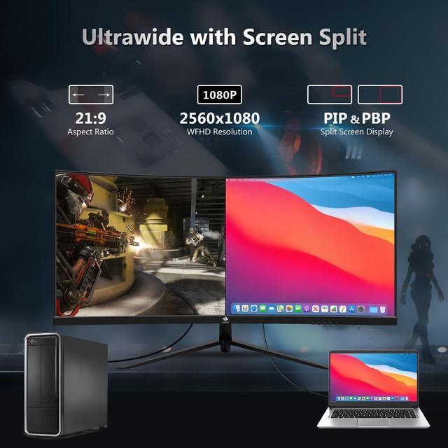 Alt view image 3 of 5 - Z-Edge 30 inch 144Hz/200Hz Curved Gaming Monitor, 1080P Computer Monitor, UG30 21:9 Ultra Wide, 1500R/1ms MPRT, Frameless/Slim PC Monitor with HDMI/DP Display Port, Freesync Compatible, VESA