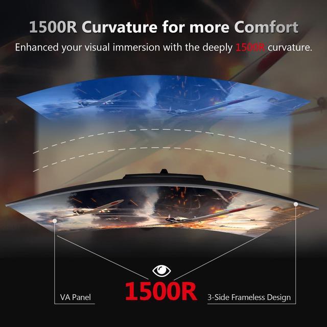 Alt view image 4 of 5 - Z-Edge 30 inch 144Hz/200Hz Curved Gaming Monitor, 1080P Computer Monitor, UG30 21:9 Ultra Wide, 1500R/1ms MPRT, Frameless/Slim PC Monitor with HDMI/DP Display Port, Freesync Compatible, VESA