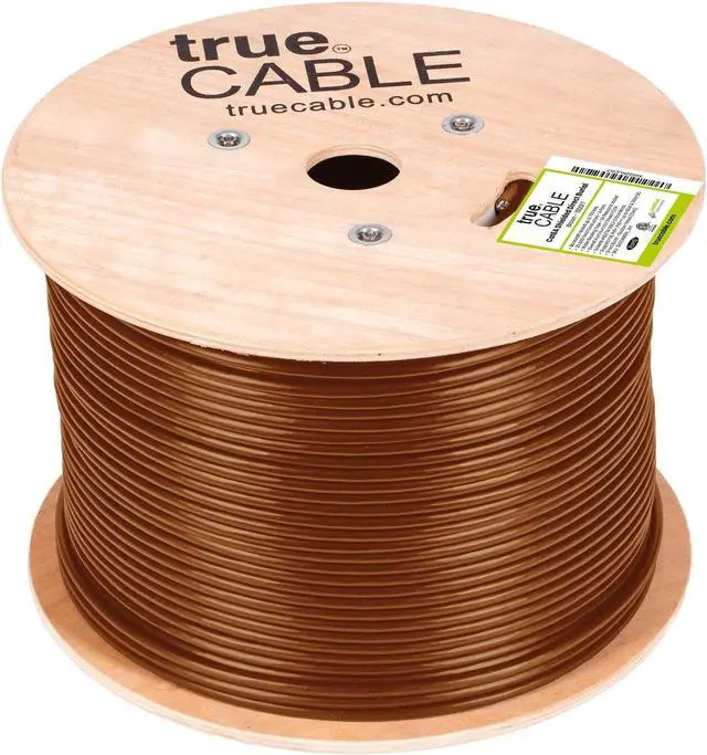 Alt view image 2 of 5 - trueCABLE Cat6A Direct Burial, Shielded FTP, 500ft, Waterproof, Outdoor Rated CMX, Brown, 23AWG Solid Bare Copper, 750MHz, PoE++ (4PPoE), ETL Listed, Bulk Ethernet Cable