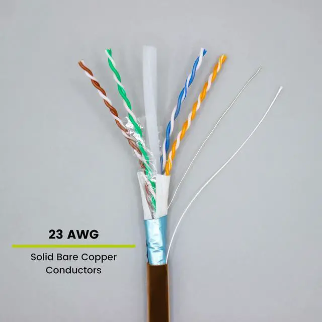 Alt view image 3 of 5 - trueCABLE Cat6A Direct Burial, Shielded FTP, 500ft, Waterproof, Outdoor Rated CMX, Brown, 23AWG Solid Bare Copper, 750MHz, PoE++ (4PPoE), ETL Listed, Bulk Ethernet Cable