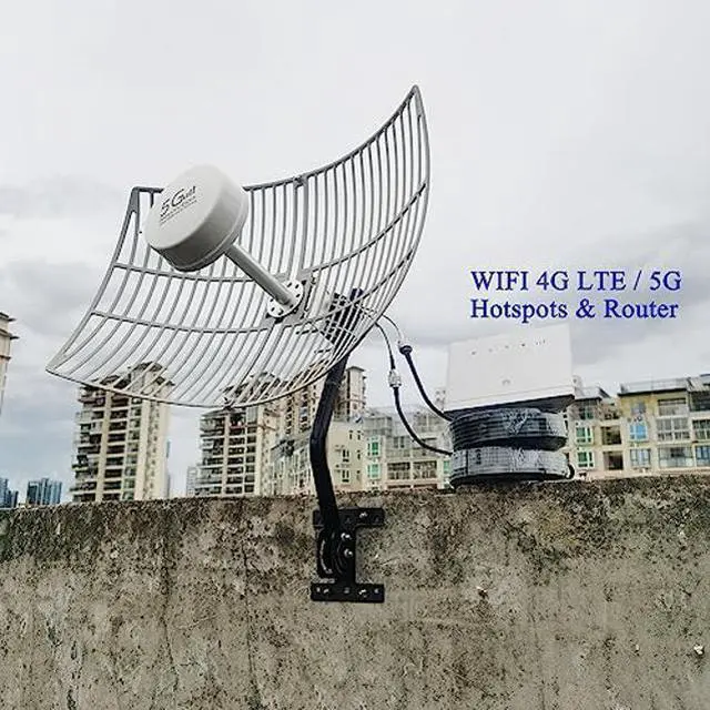 Alt view image 2 of 5 - SIGNALPLUS Parabolic Antennas Kit, 2x2 MIMO Antenna 5G, 4G LTE Antenna Outdoor Directional WiFi Antennas Long Range for 5G 4G LTE Routers, TS-9, SMA, 698-6000MHz, 30dBi, 15meter LMR240, Mount Pole