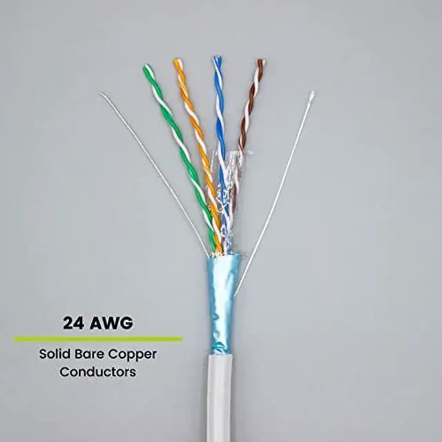 Alt view image 3 of 5 - trueCABLE Cat5e Outdoor, Shielded FTP, 1000ft, UV Resistant, Aerial CMX Rated, White, 24AWG Solid Bare Copper, 350MHz, PoE++ (4PPoE), ETL Listed, Bulk Ethernet Cable