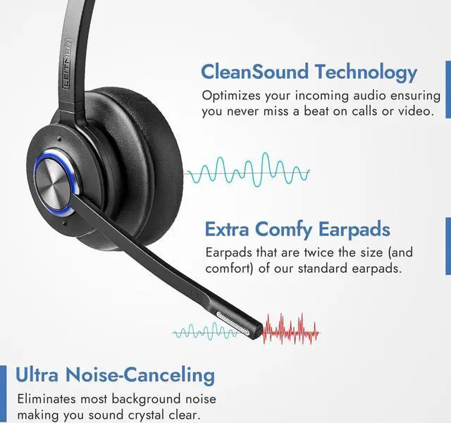 Alt view image 3 of 5 - Leitner LH475XL - Extra Comfort and Focus with XL Earpad - Wireless Computer Headset with Microphone - DECT USB Dongle Headset for Softphone, Computer, Laptop, and Tablet