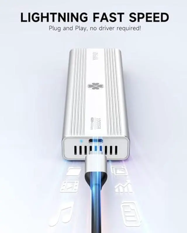 Alt view image 2 of 4 - iDiskk 40Gbps 2TB M.2 NVMe SSD Professional Sturdy USB-C Aluminum External Solid State Hard Drive - Up to 3000MB/s, Thunderbolt 3 (40Gbps), USB-C (10Gbps),Compatible with USB4/3.2/3.1/3.0/2.0