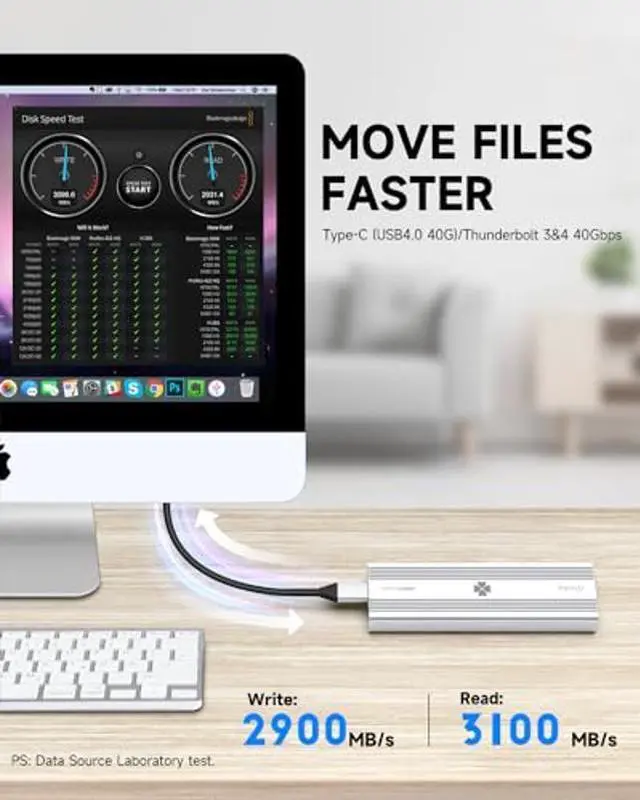Alt view image 3 of 4 - iDiskk 40Gbps 2TB M.2 NVMe SSD Professional Sturdy USB-C Aluminum External Solid State Hard Drive - Up to 3000MB/s, Thunderbolt 3 (40Gbps), USB-C (10Gbps),Compatible with USB4/3.2/3.1/3.0/2.0