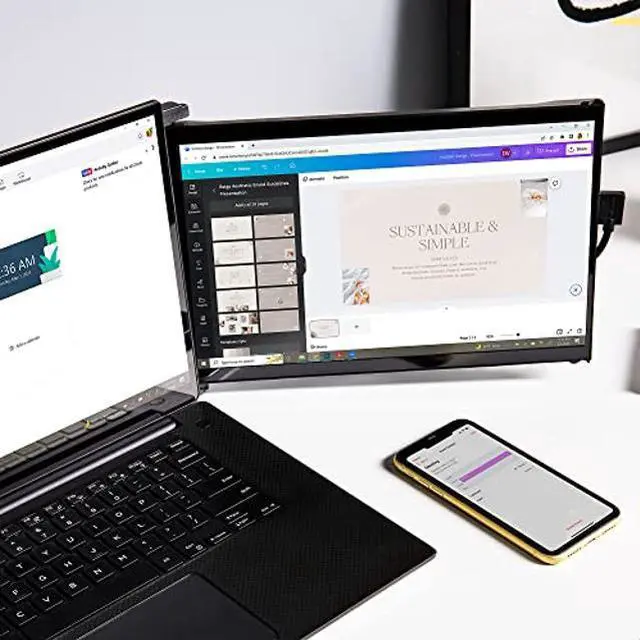 Alt view image 2 of 2 - Mobile Pixels New Duex Max DS 14.1'' FHD 1080p Laptop Screen Extender, USB Type-C/HDMI Ports, Portable Monitor for 14'' to 17 Inch Laptops, Compatible with macOS/Windows/Apple/Android/Switch(Black)