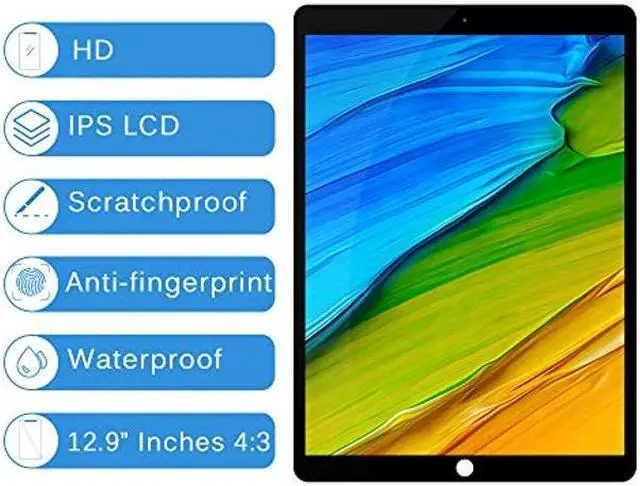 Alt view image 2 of 5 - for iPad Pro 12.9 1st Screen Replacement A1652 for iPad Pro 12.9 A1584 LCD Digitizer Repair Kits for iPad Pro 12.9 2015 Touch Display Screen Assembly Replacement + IC Connector PCB Flex Cable (Black)