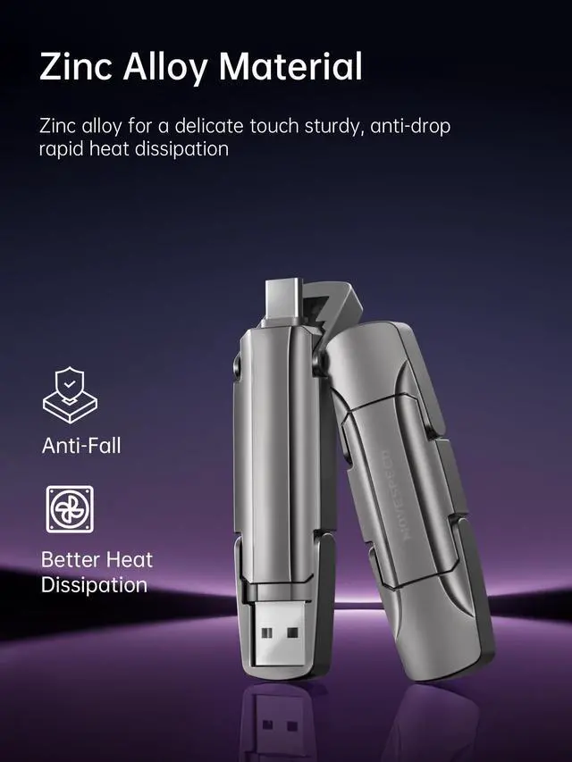 Alt view image 5 of 5 - MOVE SPEED 2TB USB C Flash Drive, 1000MB/s Read Write Speed, USB 3.2 Gen2+Type C Dual Interface SSD USB Drive with Keychain Leather Case Thumb Drive for iPhone 15 Series/MacBook/Android Phone etc