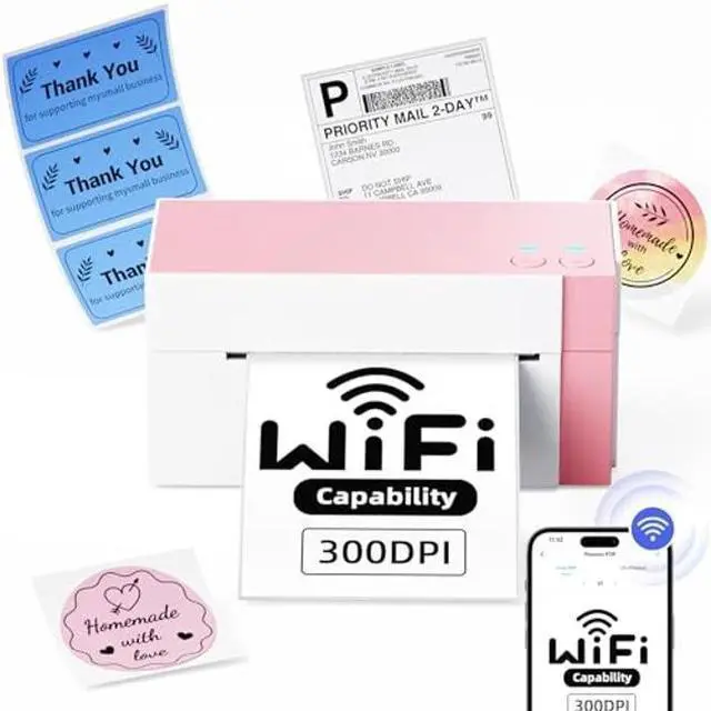 Main image of Omezizy WiFi Shipping Label Printer 4x6, 300DPI Wireless Label Printer for Small Business, WiFi Thermal Label Printer for Shipping Packages, Compatible with USPS, Shopify,