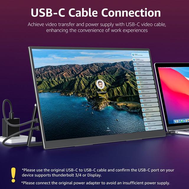 Alt view image 4 of 5 - VisionOwl Large Portable Monitor-18.5 Inch Computer Gaming Display 100Hz 120% sRGB FHD 1080P USB-C HDMI IPS Screen for Laptop MacBook Surface PC PS4/PS5 Xbox with Kickstand VESA Mountable Speakers