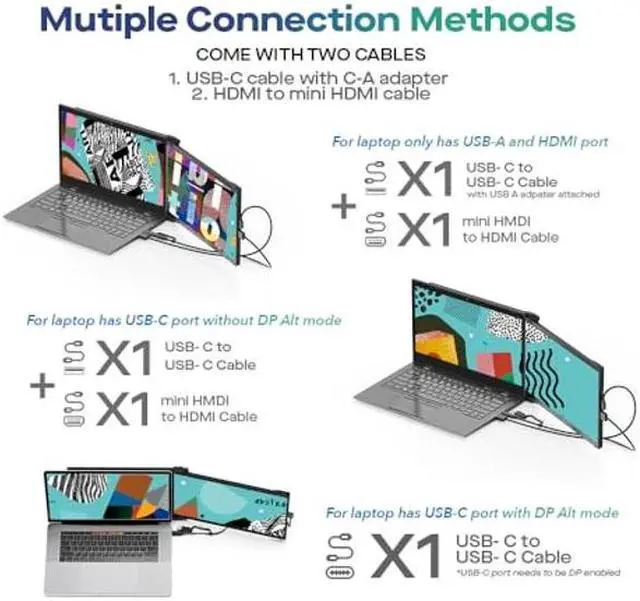 Alt view image 2 of 5 - New Mobile Pixels Duex Max DS 14.1'' FHD Portable Monitor, USB Type-C/HDMI Plug and Play 1080p Laptop Monitor Extender, Portable Screen for 14'' to 17 '' Laptops, Mac/Windows/Android/Switch Compatible
