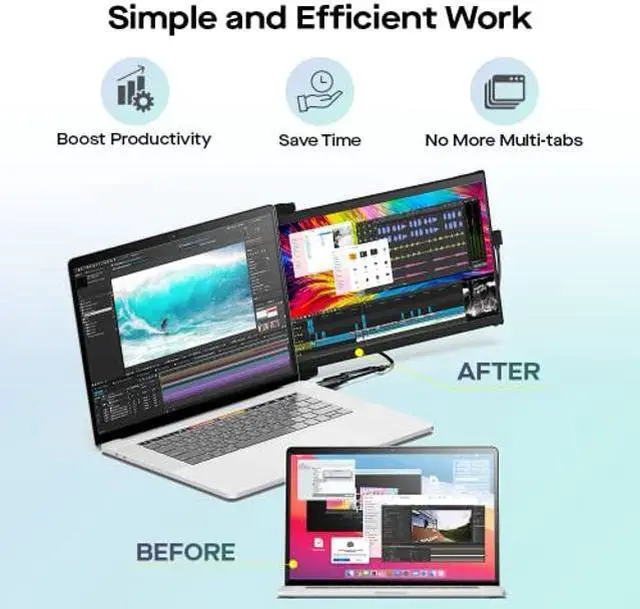 Alt view image 3 of 5 - New Mobile Pixels Duex Max DS 14.1'' FHD Portable Monitor, USB Type-C/HDMI Plug and Play 1080p Laptop Monitor Extender, Portable Screen for 14'' to 17 '' Laptops, Mac/Windows/Android/Switch Compatible