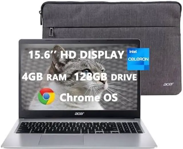 Main image of 2024 Chromebook 315 for Student & Business by Acer, 15.6'' HD Laptop, Intel Celeron N4020(2-Core), 4GB RAM, 128GB(64GB eMMC+64GB Card), USB-C, Numeric Keypad, Long Battery Life, Chrome OS, RK Bundle