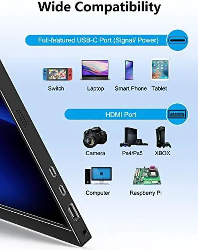 Alt view image 5 of 5 - MAGICRAVEN 4K Portable Monitor, 16" 3840x2400 IPS Laptop Monitor, 1500:1, 400 Nits Screen USB C HDMI Computer Gaming Display with Speakers & Smart Cover, Travel Monitor for PC Phone PS5/4 Xbox Switch