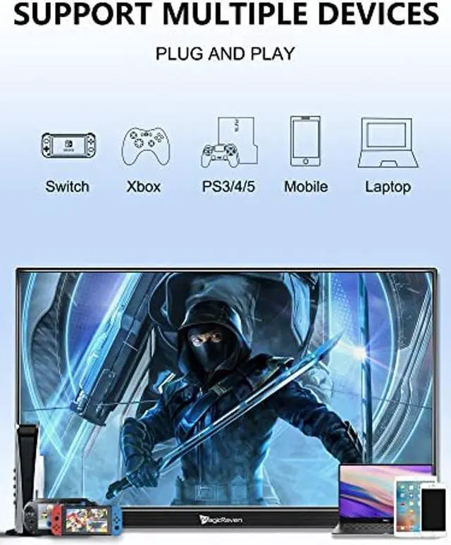 Alt view image 3 of 5 - MAGICRAVEN 4K Portable Monitor, 16" 3840x2400 IPS Laptop Monitor, 1500:1, 400 Nits Screen USB C HDMI Computer Gaming Display with Speakers & Smart Cover, Travel Monitor for PC Phone PS5/4 Xbox Switch