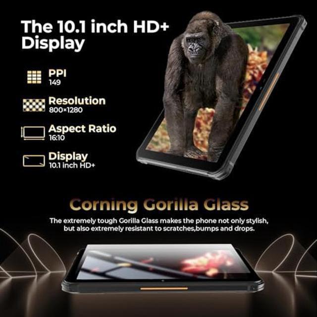 Alt view image 2 of 4 - HOTWAV R7 Rugged Tablet Android 13, 15600mAh 10.1 Inch HD+ 12(6+6Virtual) GB+256GB/(2TB TF) Waterproof Tablet PC, 16MP Octa-Core IP68&IP69K/Dual SIM 4G/5G WiFi/Face ID/GPS/OTG/Widevine L1 (Gray)
