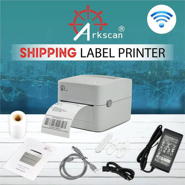 Alt view image 3 of 5 - Arkscan 2054K-WF (WiFi + USB) Thermal Shipping Label Printer LP204 Label Holder for Rolls and Fan-Fold Labels