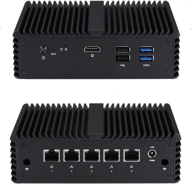 Main image of KETUOPU Firewall Mini PC J4125, Fanless PC with Celeron J4125, 8G DDR4 RAM 64G SSD, 5 Intel I225-V 2.5G LAN, K4125L5 Mini Router Server Firewall Appliance, Support AES-NI