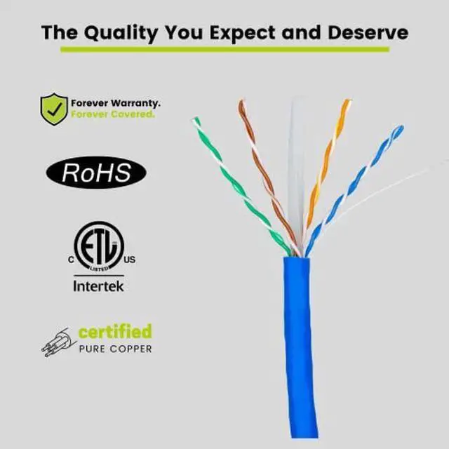 Alt view image 4 of 5 - trueCABLE Cat6A Riser (CMR), 1000ft, Blue, 23AWG 4 Pair Solid Bare Copper, 750MHz, PoE++ (4PPoE), ETL Listed, Unshielded Twisted Pair (UTP), Bulk Ethernet Cable