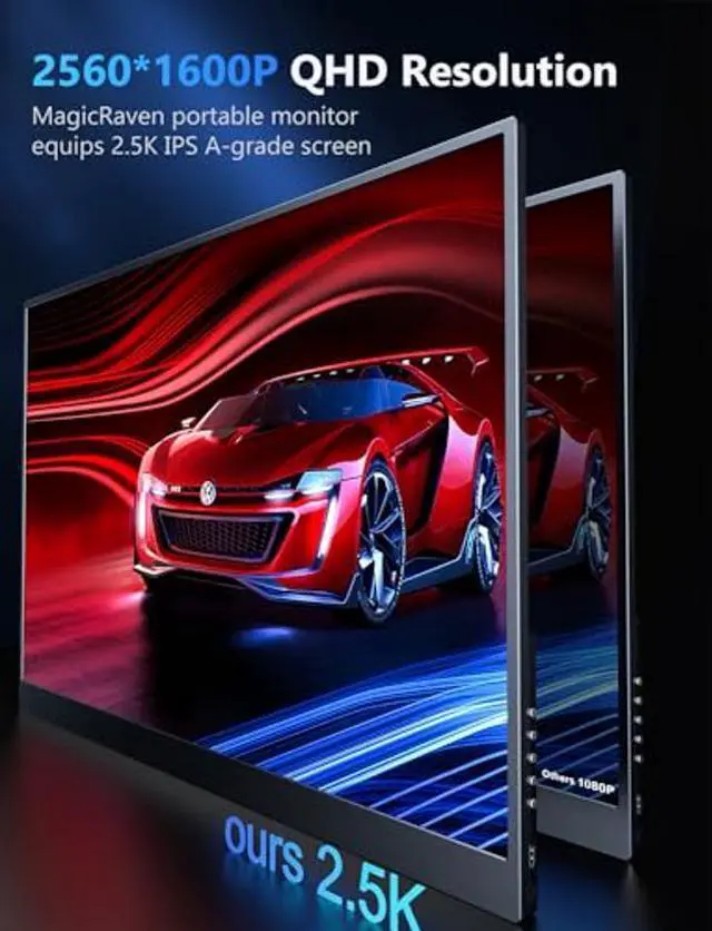 Alt view image 4 of 5 - 2.5K Portable Gaming Monitor, 18" 144Hz IPS Portable Laptop Monitor, Second Screen Dual USB C HDMI Computer Gaming Display with Speakers & Smart Cover, Travel Monitor for PC Phone PS4/5 Xbox Switch