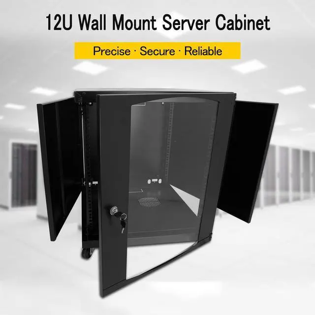 Alt view image 2 of 5 - 15U Rack Wall Mount Network Server Cabinet Rack Enclosure glass Door Lock
