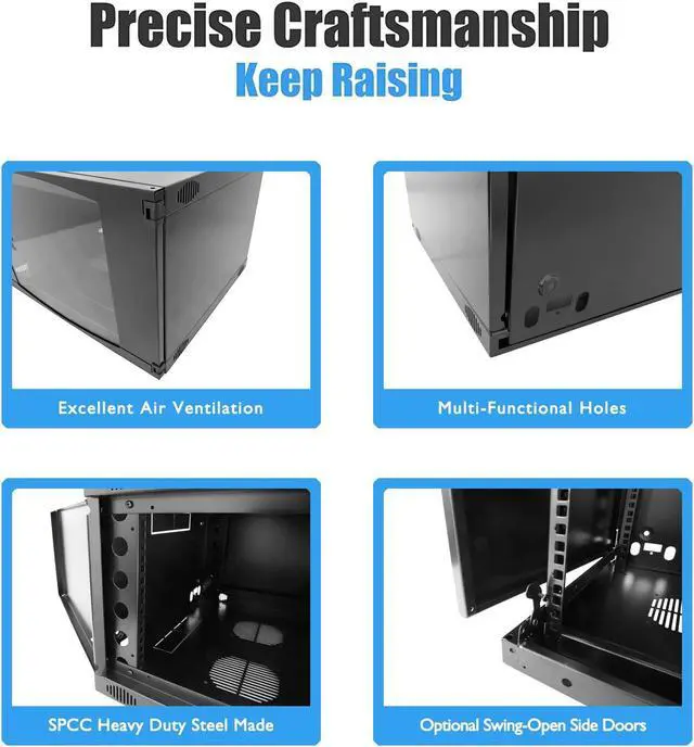 Alt view image 4 of 5 - 15U Rack Wall Mount Network Server Cabinet Rack Enclosure glass Door Lock