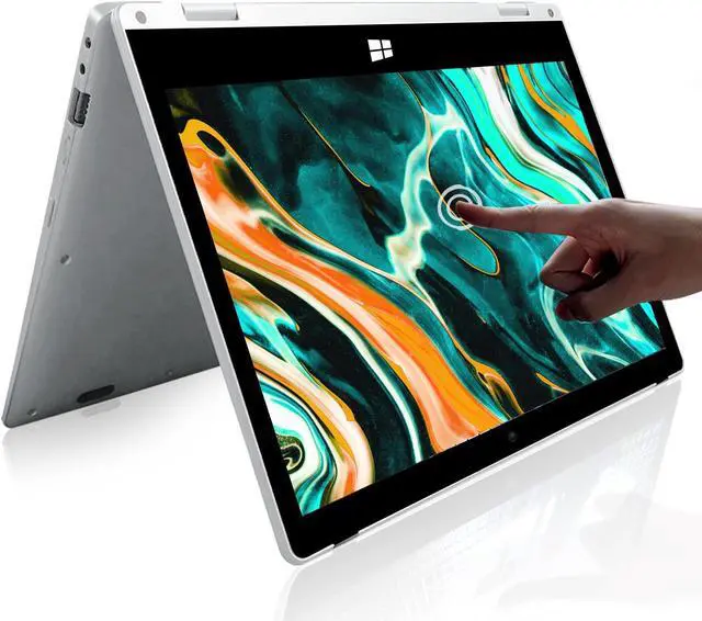 Main image of Windows Laptop, 2 in 1 with Touchscreen,11.6 inch FHD Windows 11 Laptops Computer,4GB RAM,256GB SSD Storage,360 Degree Convertible Tablet Intel Celeron J4125 Processor,Webcam,WiFi,Type-C,Silver