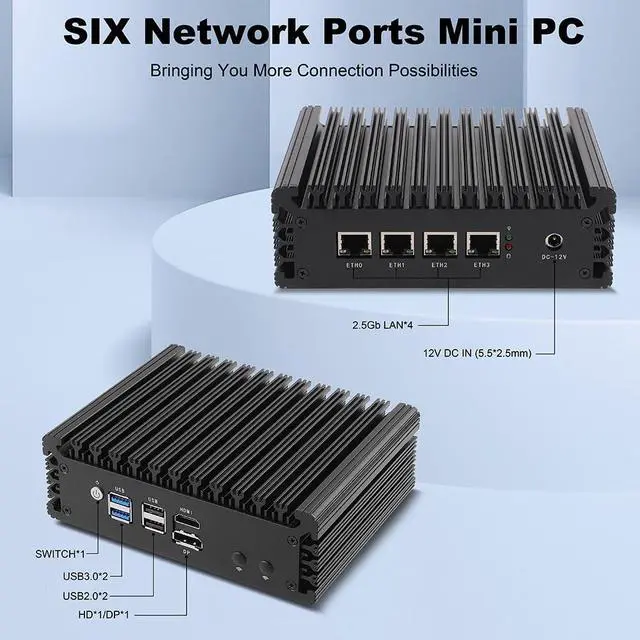 Alt view image 4 of 5 - KETUOPU Mini PC Router Firewall Intel N100 up to 3.4GHz, K100L4 8G DDR5 RAM 64G SSD Micro Firewall Appliance Computer Router with 4x2.5GbE I226-V LAN, Support AES-NI