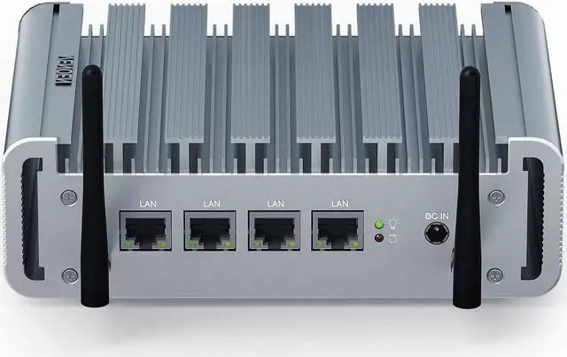 Main image of Fanless Mini PC 2.5Gbe 4 Lan Port, Firewall Appliance Router PC, i225 NICs, Celeron J4125, 8GB DDR4 RAM 128GB SSD, HD-MI, VGA, Wifi, Small Computer, Auto Power On, Windows 10 / Firewall Software