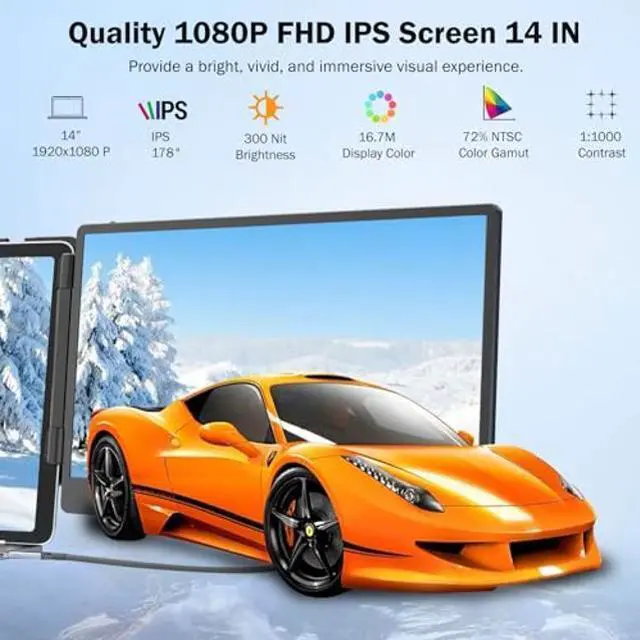 Alt view image 4 of 5 - siaviala Laptop Screen Extender,14" IPS Triple Monitor for Laptop Extension- FHD 1080P Travel Portable Monitor Screen for 13"-17.3" Laptops HDMI/USB-A/Type-C Plug & Play for Wins/Mac/Chrome/Switch