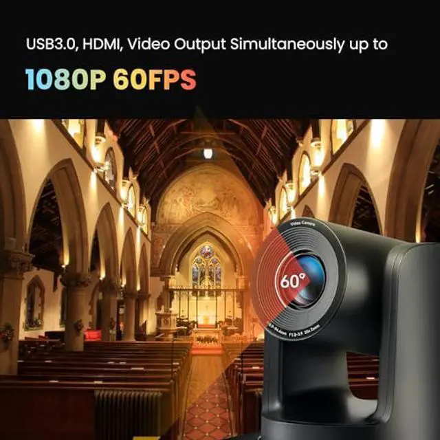 Alt view image 4 of 5 - iuZee 20X Optical Zoom Conference Room Camera USB3.0 HDMI PTZ Camera 1080P 60FPS Wide Angle for Video Conference Church Live Streaming Meeting Education Works with Zoom Skype Teams OBS YouTube