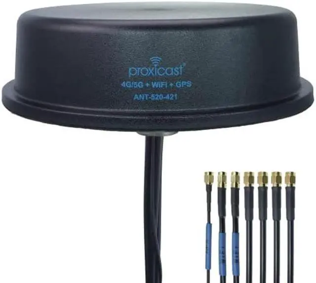 Main image of Proxicast 7-in-1 Pro-Grade MIMO 4G/5G + WiFi + GPS Flexible Combination Screw Mount Vehicle Antenna Compatible with Cisco, Cradlepoint, Digi, Peplink and Other Modems/Routers (Top Hat ANT-520-421)