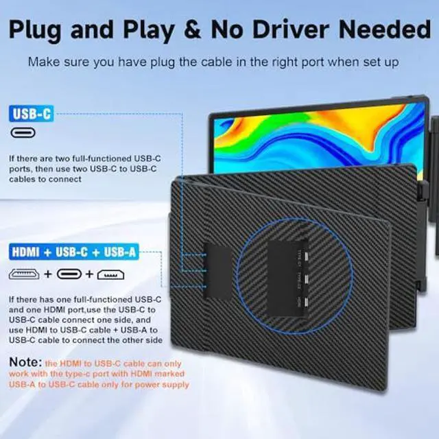 Alt view image 5 of 5 - KEFEYA Laptop Screen Extender, 14" FHD 1080P IPS Triple Portable Monitor for Laptop 13-17.3" with USB-C/HDMI Port, Laptop Monitor Extender for Windows/Mac/Chrome/Surface/Switch/PS5, Plug n Play