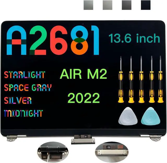 Main image of Seven Puppy Replacement for Mac14,2 MacBook Air 13.6" M2 2022 A2681 EMC 4074 13.6 inches 2560x1664 Full LCD Screen Display Complete Assembly (Midnight)