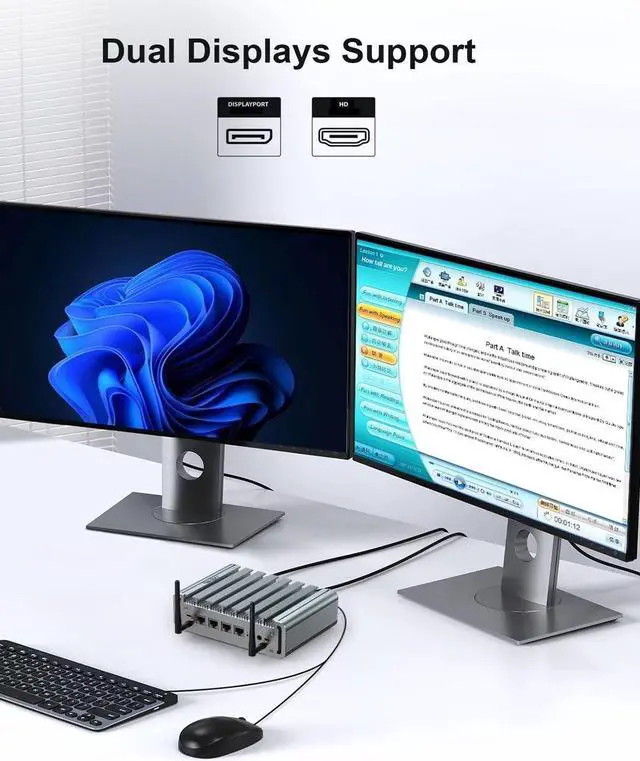 Alt view image 4 of 5 - Fanless N100 Mini PC 2.5Gbe 4 Lan Port, Firewall Appliance Router PC, i225 NICs, Alder Lake, 8GB DDR5 RAM 128GB SSD, HD-MI, DP, Wifi, SIM Card Slot, Auto Power On, Windows 11 / Firewall Software