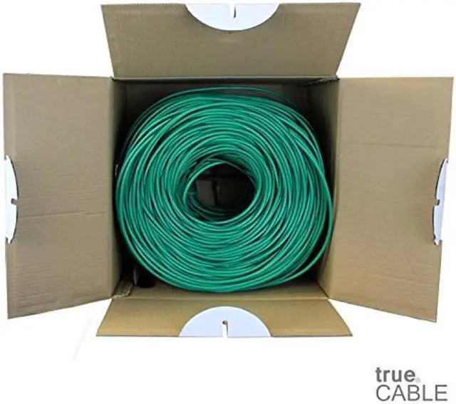Alt view image 3 of 4 - trueCABLE Cat6 Plenum (CMP), 1000ft, Green, 23AWG 4 Pair Solid Bare Copper, 550MHz, PoE++ (4PPoE), ETL Listed, Unshielded Twisted Pair (UTP), Bulk Ethernet Cable