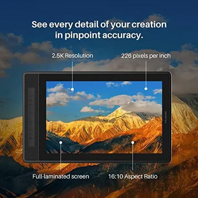 Alt view image 2 of 5 - HUION Kamvas Pro 13 2.5K QHD Graphics Monitor Drawing Tablet with Screen QLED Full Lamination Battery-Free Stylus PW517 for Windows PC, Mac, Android, 13.3inch Digital Drawing Tablet Pen Display