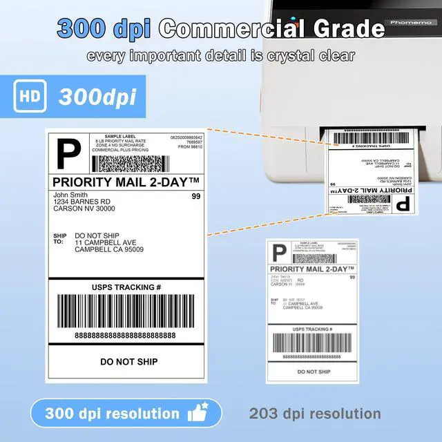 Alt view image 5 of 5 - Phomemo Thermal Printer & Thermal Transfer Printer, 300 dpi Bluetooth Lable Printer 5 IPS, Print for Barcodes, Print Width of 4 inch, USB, Serial, Ethernet Connectivity, T310-BT White