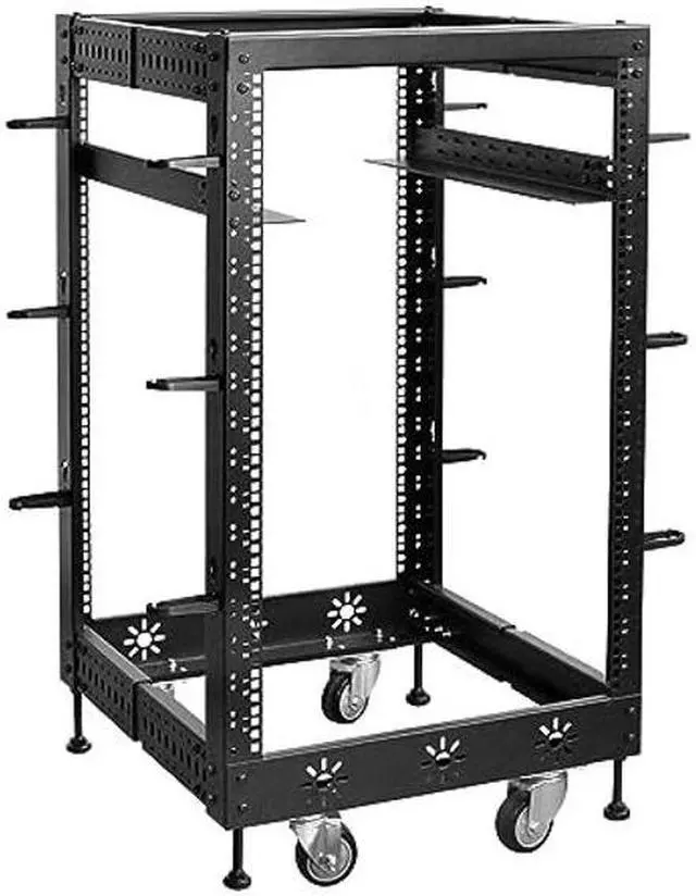 Main image of RIVECO 18U 19" Adjustable Depth Server Rack Support Up to 1700LBS Floor Standing 4 Posts Construction with Load-Bearing Casters Universal for Network Equipment Black