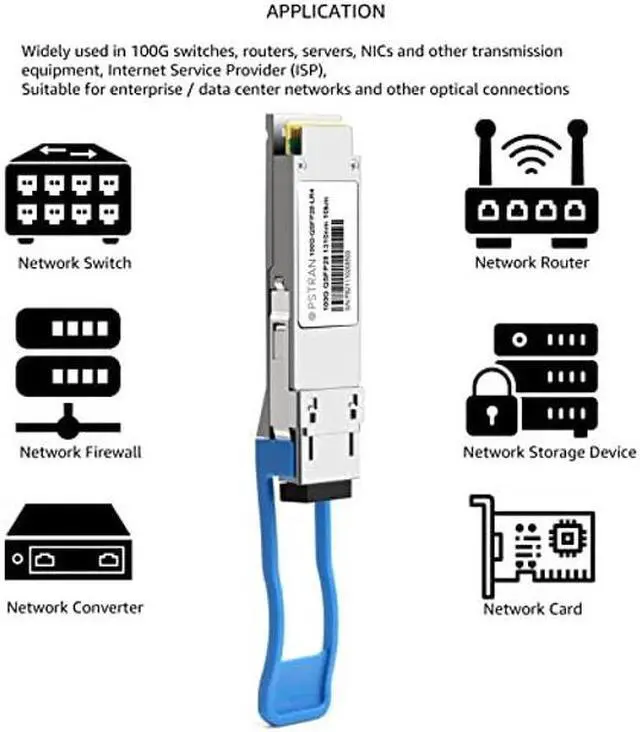 Alt view image 4 of 4 - OPSTRAN 100GBASE-LR4 QSFP28 Optical Transceiver Module Compatible for H3C QSFP-100G-LR4-WDM1300 100G QSFP28 LR4 1310nm 10km DDM Duplex LC SMF