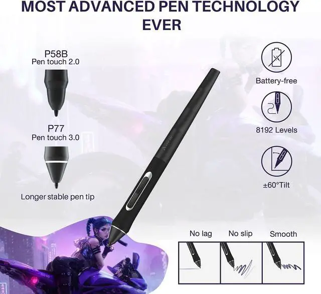 Alt view image 4 of 5 - Artisul SP1603 M0610 Pro Graphics Drawing Tablet Battery-Free Stylus Digital Drawing Tablet Compatible with Windows, Mac, and Android
